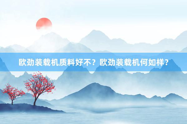 欧劲装载机质料好不？欧劲装载机何如样？